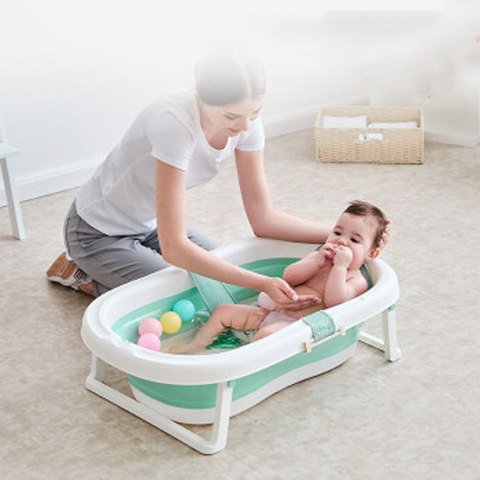 Folding Baby Bath Tub Portable Baby Shower Tubs With Non-slip Cushion Eco-friendly Newborn Bathtub Safe Adjustable Kids Bathtub ► Photo 1/6