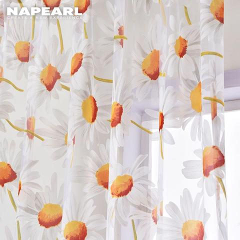 NAPEARL-rideau de filtrage pour fenêtre sur le balcon, 1 panneau, en produit fini, écru de fleurs en Tulle, pour salon, cuisine, tournesol ► Photo 1/6