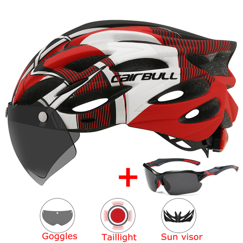 Casque de VTT moulé Intergrally avec lunettes amovibles visière réglable hommes femmes vélo vélo feu arrière casque ► Photo 1/6