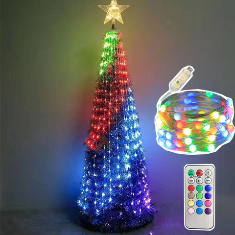 20M Smart RGB arbre de noël fée guirlande lumineuse guirlande LED fil de cuivre avec télécommande pour noël fête de mariage vacances ► Photo 1/6