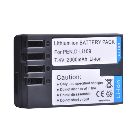 Batterie d'appareil photo Rechargeable, 2000mAH, D-Li109 D, Li109 DLi109, pour Pentax K-R K-2 KR K2 KR K30 K50 K-30 K-50 K500 K-500, 1 pièce ► Photo 1/5