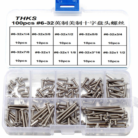 Vis croisée en acier inoxydable et américain assemblé à la Machine, 100 pièces/boîte #6-32 Phillips pouces ► Photo 1/5