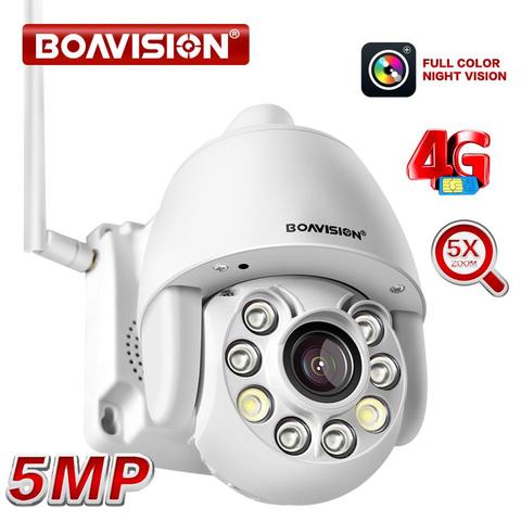 Mini caméra de surveillance dôme extérieure PTZ IP hd 5MP/4G, dispositif de sécurité sans fil, avec Zoom x5 et système infrarouge (60m), suivi automatique des mouvements, Audio bidirectionnel ► Photo 1/6