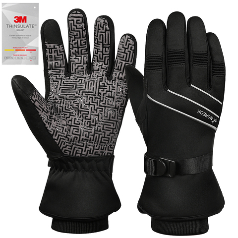 MOREOK – gants de Ski 3M Thinsulate pour hommes et femmes, gants thermiques à doigt complet, pour cyclisme, moto, chauds, pour hiver ► Photo 1/6