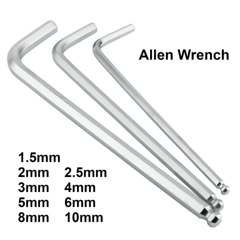 Clé Allen professionnelle 1.5mm 2mm 2.5mm 3mm 4mm 5mm 6mm 8mm 10mm est disponible ► Photo 1/3