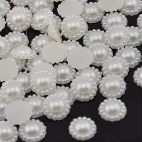 Imitation de perles beiges 13mm, 50 pièces/lot, demi-rondes à dos plat, embellissements de cartes de mariage, décoration DIY, livraison gratuite ► Photo 1/1