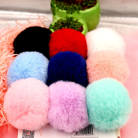 Pompon en fourrure 6cm Rex Rabbitt | Joli pompon moelleux, sac à main, bandeau de femmes, accessoires de jouets, bijoux auto-même, gros Pompons en fourrure doux ► Photo 1/6