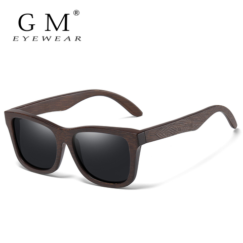 GM-lunettes de soleil rétro polarisées en bois de bambou, monture solaire de Style carré, de styliste, UV400 ► Photo 1/6