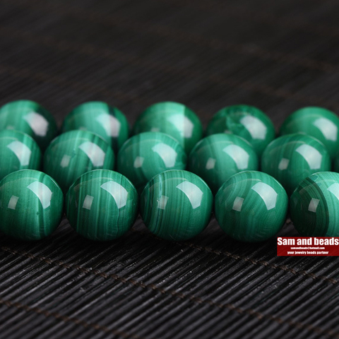 Perles en pierre naturelle Malachite verte 4 6 8 10mm, pierres semi-précieuses, accessoires pour la fabrication de bijoux ► Photo 1/2