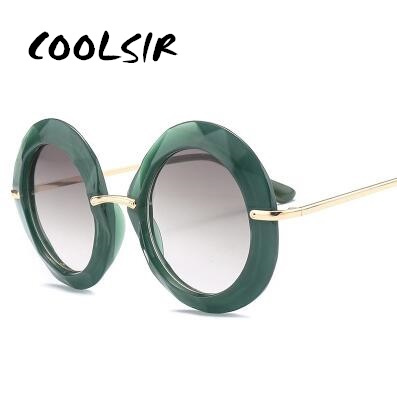 COOLSIR-lunettes de soleil rondes Vintage pour femmes, marque de luxe, rétro, couleur bonbon, vert, circulaires, grandes lunettes ► Photo 1/6