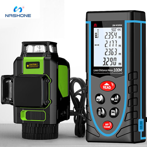 Nashone Niveau Laser et distancemètre Laser professionnel, Niveau Laser 360 Autonivelante 3D 12 lignes horizontales et verticales ► Photo 1/6