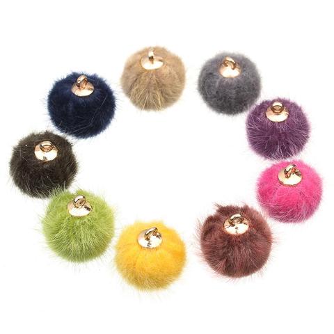 Pompon, pendentifs, boules de fourrure, bijoux, boucles d'oreilles, Bracelet, perles à Pompon, pendentif, accessoires, accessoires, accessoires bijoux à bricoler soi-même ► Photo 1/6