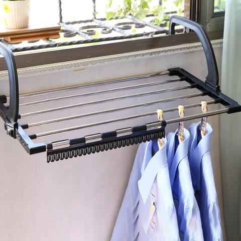 Étagère pliante de rangement de balcon | Porte-serviette, sèche-vêtements étagère antirouille support de rangement ► Photo 1/6