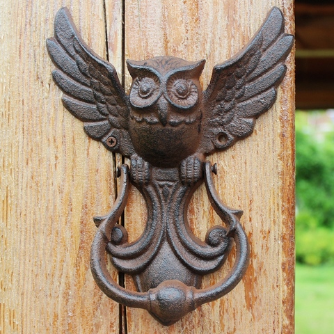 Style américain fer heurtoir artisanat Vintage hibou porte frapper Antique porte poignée jardin maison décoration murale ► Photo 1/5