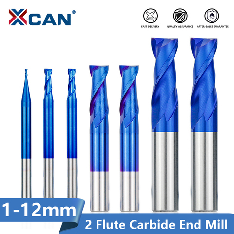 XCAN – fraise CNC à 2 cannelures, fraise à bout plat revêtue de bleu Nano, mèche en carbure de 1 à 12mm, outil de fraisage ► Photo 1/6