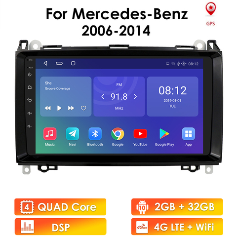 Lecteur multimédia de voiture Navigation GPS radio pour Mercedes Benz W169 W245 Viano Vito W639 Sprinter W906 Android 10.0 wifi 4G USB ► Photo 1/6