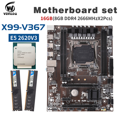 Carte mère XEON E5 2620 V3 lga 2011-3, composant pour pc, processeur intel core 2X8 go (16 go) de mémoire DDR4, fréquence d'horloge 2666MHz (PC4) ► Photo 1/6