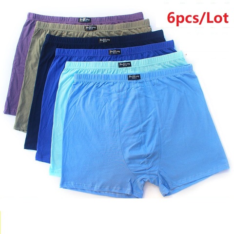 Boxer pour hommes, lot de 6 pièces, caleçons taille haute 100% en coton, caleçons amples et respirants, solide ► Photo 1/6