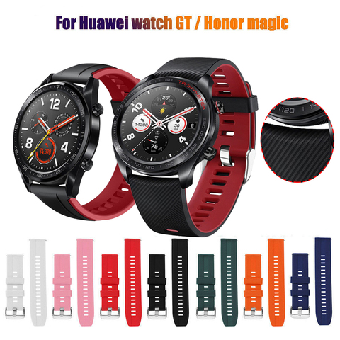 Bracelet en gel Silicagel pour huawei watch gt 2, 22mm, 46mm, pour galaxy active, 46mm, HONOR Magic, pour montre connectée GT2 ► Photo 1/6