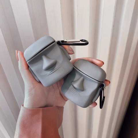 Pour AirPods Case mode sculpté figure en pierre étui pour écouteurs pour AirPods 2 casque Bluetooth sans fil protéger la couverture avec porte-clés ► Photo 1/6