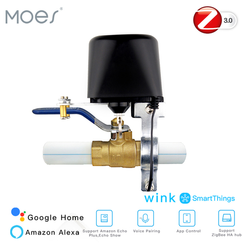 ZigBee 3.0 intelligent gaz eau vanne contrôleur SmartThings App télécommande Echo Plus commande vocale, travailler avec Alexa Google Home ► Photo 1/6