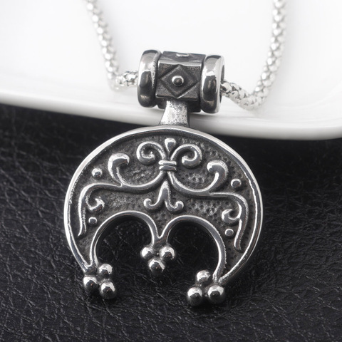 SG – collier Vintage nordique Vikings slave Lunula, pendentif croissant de lune, ras du cou, Runes d'odin, porte-clés pour hommes et femmes, bijoux cadeau ► Photo 1/6