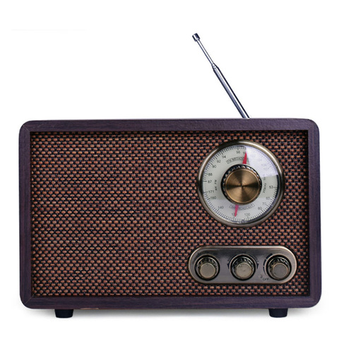 Rétro radio de bureau FM/AM bluetooth radio deux deux bandes antiques en bois à l'ancienne semi-conducteurs haut-parleurs ménagers ► Photo 1/4