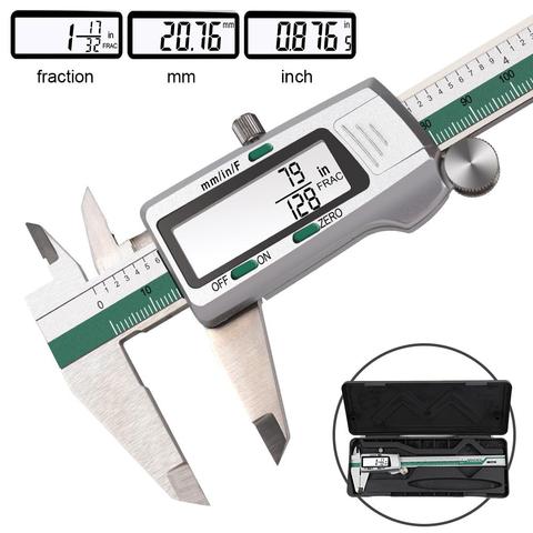 DANIU numérique acier inoxydable étrier 150mm 6 pouces pouce/métrique/Fractions Conversion 0.01mm résolution avec boîte ► Photo 1/6