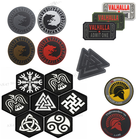 VALHALLA admettre un 3D PVC caoutchouc Vikings crâne militaire Patch emblème bricolage patchs pour vêtements tactique Badge Parche Militar ► Photo 1/6