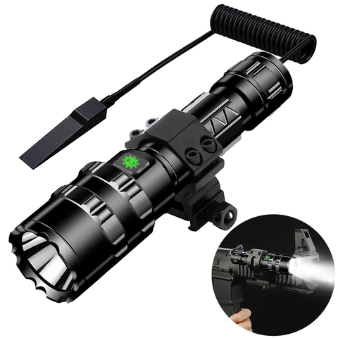 Lampe de poche tactique 1600 Lumens USB Rechargeable torche étanche chasse lumière avec pince chasse tir pistolet accessoires ► Photo 1/6