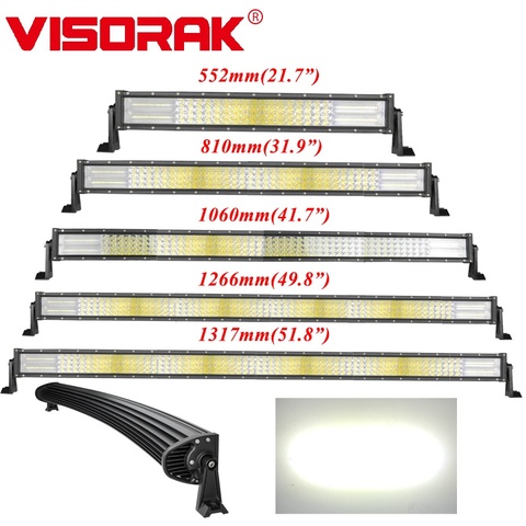 VISORAK-barre lumineuse droite incurvée de travail, taille 22 32 42 50 52 pouces, pour tracteur ATV LED, 4x4 4wd tout terrain barre de LED pour voiture 4WD 4x4 camion SUV ATV ► Photo 1/6