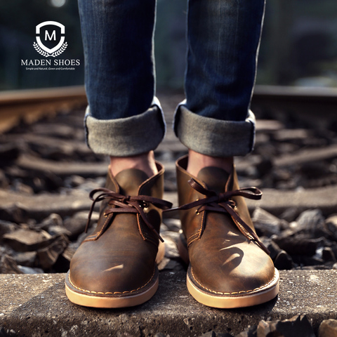 Maden hommes bottes confortable à lacets haute qualité en cuir hommes bottes 2022 automne mode chaussures homme Durable semelle extérieure bottes décontractées pour homme ► Photo 1/6