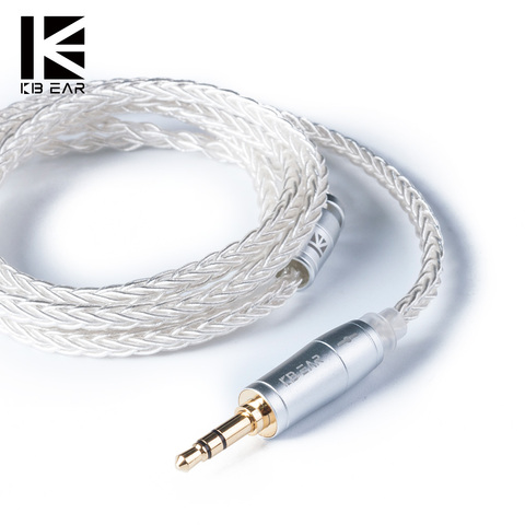 KB EAR 8 Core câble argent amélioré 2pin/MMCX/QDC avec câble pour écouteurs 2.5/3.5/4.4 pour A10 C10 ZS10 ZST IM2 X6 ► Photo 1/6