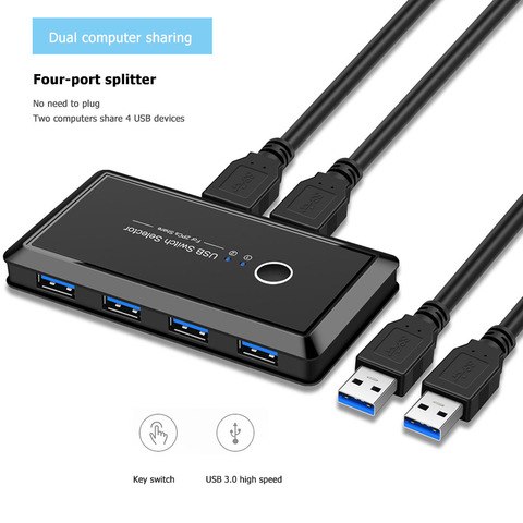 Commutateur USB KVM USB 3.0 2.0 commutateur 2 ports pièces partageant 4 périphériques pour clavier souris imprimante moniteur USB 2.0 3.0 sélecteur de commutateur ► Photo 1/6