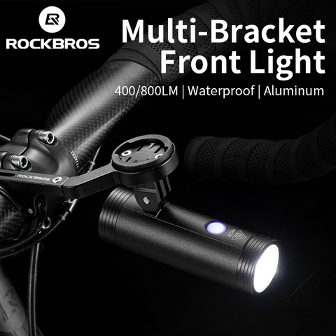 ROCKBROS – phare de vélo 800 Lumen avec support 2 en 1, lampe de poche Rechargeable par USB, éclairage avant étanche à LED pour bicyclette ► Photo 1/1