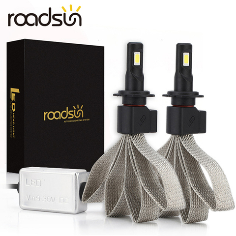 Roadsun-ampoules pour phares de voiture S7, LED H4 H7 9005 H11 H8 H9 HB1 HB3 9006 9007 12V 55W 880 K 12000LM/paire ► Photo 1/6