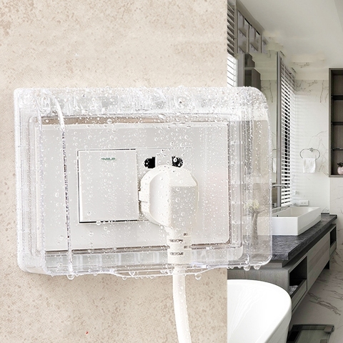 Boîte étanche auto-adhésive 118 type universel transparent interrupteur prise cache-poussière salle de bain cuisine prise étanche aux éclaboussures boîte ► Photo 1/5