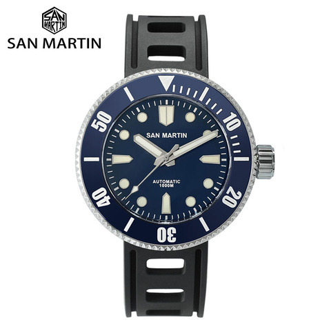 San Martin – montre mécanique pour homme, accessoire de plongée professionnel, verre de saphir PT5000, lunette lumineuse en céramique résistante à l'eau 1000M ► Photo 1/6