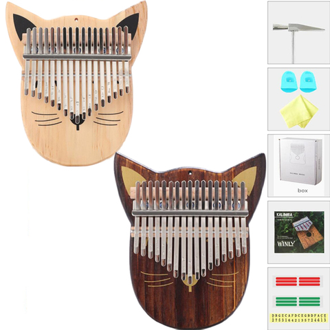 Piano à pouce dessin animé Kalimba-17 touches, cadeau de noël parfait pour les enfants et les adultes, avec le doigt Mbira antique fabriqué en bois massif ► Photo 1/6