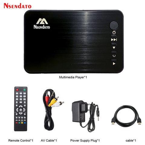 Mini lecteur multimédia Full HD 1080P, USB, HDD, avec câble HD, VGA, AV, pour disque SD/U, MKV, RMVB ► Photo 1/6