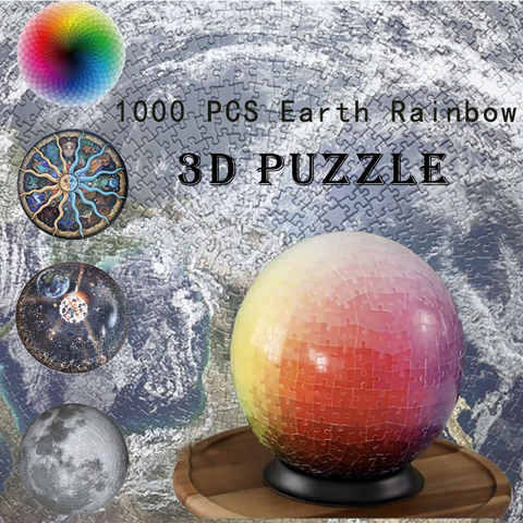 Puzzle de sphère d'arc-en-ciel 3D, Puzzle de terre rond, jouet éducatif pour enfants, Puzzle de bricolage 1000 pièces ► Photo 1/6