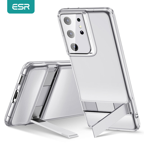 Coque arrière de luxe en TPU avec support en métal pour Samsung Galaxy, compatible modèles S21, S21 Plus, S21 Ultra 5G, ESR ► Photo 1/6