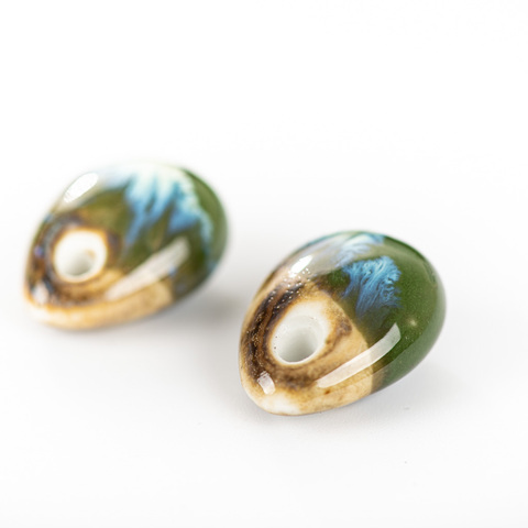 21 #4 pièces perles de porcelaine colorées en forme de fève pour la fabrication de bijoux chine bricolage perles de céramique de chine # IY128 ► Photo 1/6