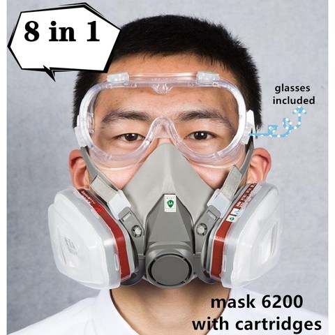 Masque à gaz respirateur 6200, en tissu caoutchouc avec cartouche, peinture, Spray, lunettes de Protection, industrie chimique, Protection de la décoration ► Photo 1/6