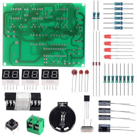 Kit d'horloge électronique numérique bricolage à 6 chiffres AT89C2051 Kit de réveil à puce ► Photo 1/6