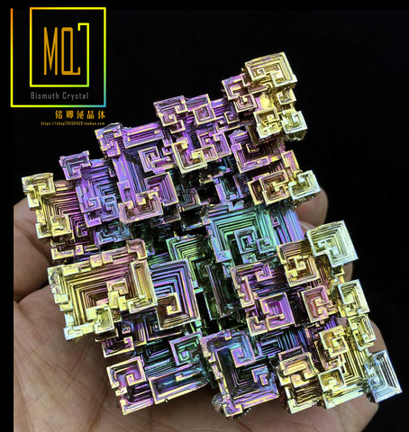 Bismuth – cristaux de Bismuth Bi en métal, cristal arc-en-ciel brillant, spécimen minéral, Article de décoration d'art naturel Original ► Photo 1/6