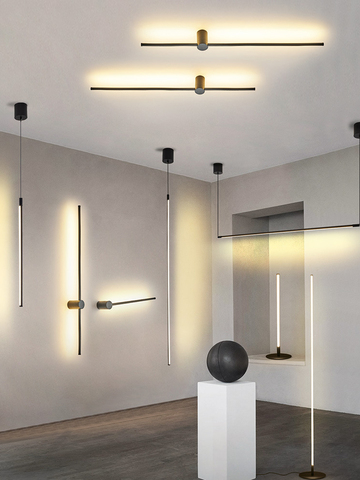 Pendentif LED moderne allume la lampe de suspension suspendue de plafond de noir/argent LED pour la chambre à coucher de salon de cuisine de Hall ► Photo 1/6
