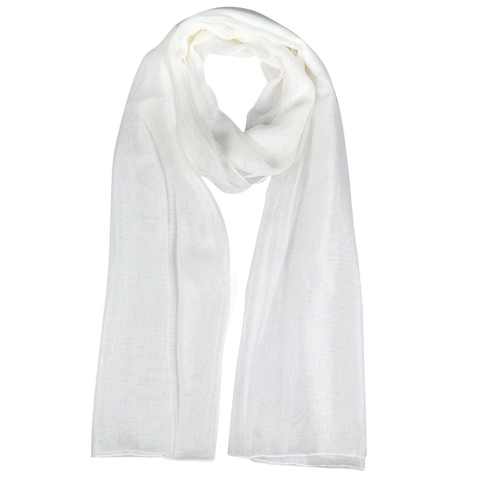 Grand foulard en mousseline de soie, écharpe blanche douce et longue pour le cou et la tête ► Photo 1/4