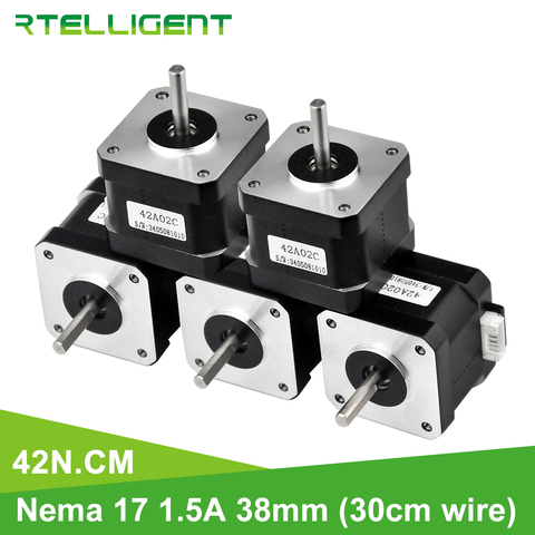 Rtelligent 5 pièces 42N. cm Nema 17 moteur pas à pas 38mm 42 moteur 42bygh (59.5oz.in) moteur pas à pas pour imprimante 3D CNC d'impression XYZ ► Photo 1/6