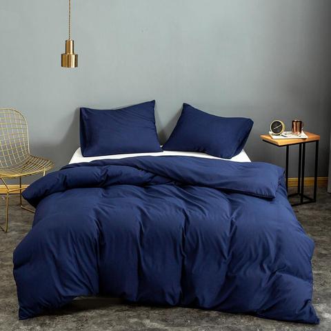 Bonenjoy 1 pc housse de couette bleu couleur unie microfibre housse de couette simple/reine/roi dekbedovertrek 200x220 (pas de taie d'oreiller) ► Photo 1/6